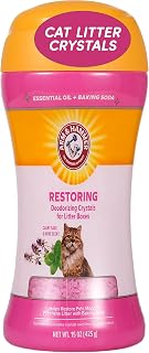 Arm & Hammer Cat Litter Deodorizing Crystals, Clary Sage Mint, 15 Oz Jar | Baking soda crystals, clary sage mint scent, odor absorbing, single and multi-cat homes