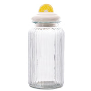 Airtight Glass Canister with Figural Knob Lid by 10 Strawberry Street – Large, 49.0 fluid_ounces, Glass, Lemon Slice, Pack of 2