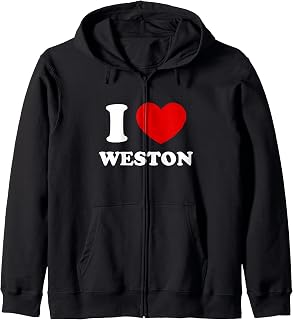 I Love Weston I Heart Weston Funny First Name Weston Zip Hoodie