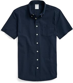 Brooks Brothers Men's Seersucker Solid Short Sleeve Sport Shirt