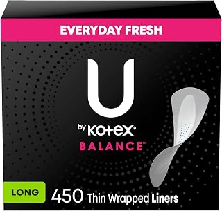 U by Kotex Balance Daily Wrapped Panty Liners, Light Absorbency, Long, 450 Count (5 Packs of 90) (Packaging May Vary)