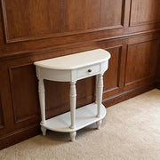 Solid Wood Crescent Moon Console Table for Entryway Stylish Hallway Sofa Table with Storage Drawer 120 cm (47.2 inches) - White Finish Modern Design