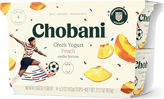 Chobani Non-Fat Greek Yogurt Peach on the Bottom 5.3oz 4-pack