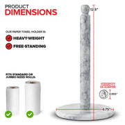 Marble Paper Towel Holder Countertop Stand in White by Modern Innovations – 6.75" Diameter x 12.5" Height, Marble, Model 1295