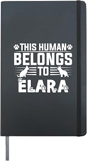 Dog Name Elara Personalised Gift This Human Belongs To a Hardcover Journal, Black