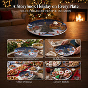 Molidiki Melamine Dinner Plates, 10.5 Inch Round, Snow House Christmas Set of 12