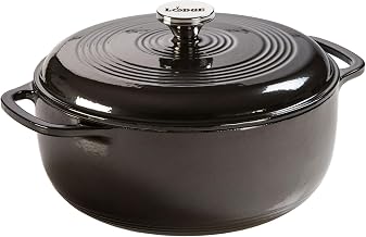 Lodge Essential Enamel Cast Iron Dutch Oven, 6 Quart, Midnight Chrome | Ideal for Bread Baking, Braising, Marinating & Slow Cooking, Features Moisture-Sealing Lid & Dual Handles