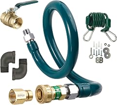 Krowne M12560K Royal Series Moveable Gas Connection Kit, 1-1/4” I.D., 60” Long, Stainless Steel Corrugated tubing & Radial wrap with Green PVC Coating, Quick Disconnect