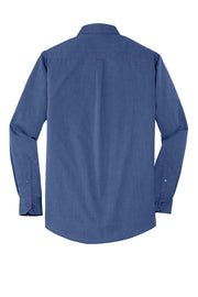 Men's Crosshatch Easy Care Button-Down Shirt Deep Blue by Port Authority – Large, Cotton, Deep Blue, Model SNM-682494