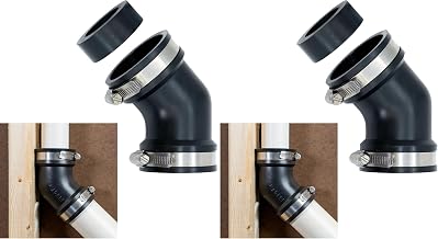 Fernco Qwik Ell 1.5 in. Hub 45-Degree Flexible PVC Elbow Fitting Includes Optional 1.25 in. Reducer Bushing (Pack of 2)