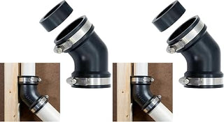 Fernco Qwik Ell 1.5 in. Hub 45-Degree Flexible PVC Elbow Fitting Includes Optional 1.25 in. Reducer Bushing (Pack of 2)