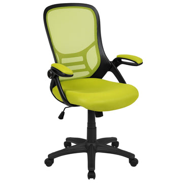 Porter Mesh High Back Ergonomic Swivel Office Chair with Lumbar Support by Flash Furniture – Set of 1, Polyester, Plywood, Plastic, Metal, Mesh, Foam, Model HL-0016-1-BK-GN-GG