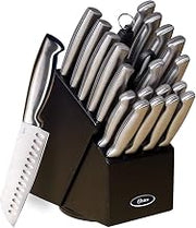 Oster Baldwyn High-Carbon Stainless Steel Kitchen Knife Cutlery Block Set, 22-Piece, Brushed Satin