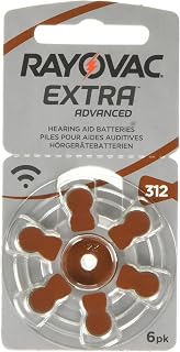 Rayovac Extra Advanced Zinc Air Hearing Aid Battery (Size 312 Frustration-Free Pack, with 60 Batteries, Suitable for Hearing Aids, Hearing Aids, Hearing Amplifiers) Brown