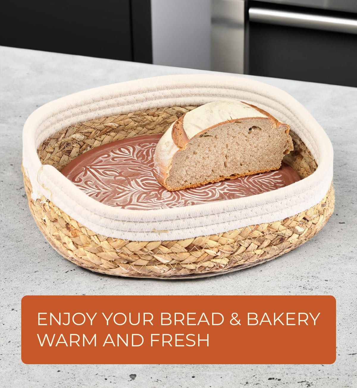 Ole Bazar Ceramic Bread Warmer Stone, Terracota Red, 1 Piece