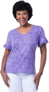 Women's Cotton Ruffle Short Sleeve V-Neck T-Shirt