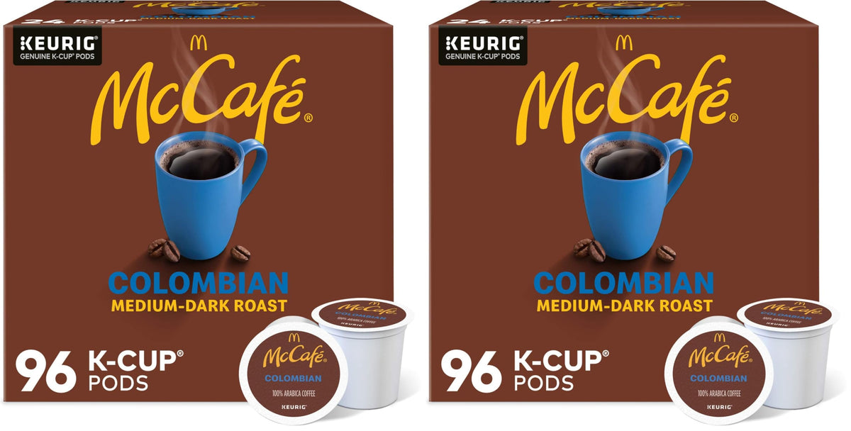 Colombian, Single Serve Coffee Keurig K-Cup Pods, Medium Roast, 96 Count (8 Packs of 24) by McCafe – 24 Count (Pack of 8), Pack of 8, Model 10043000080396