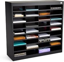 Safco E-Z Stor Literature Organizer, 36 Compartments, Office and Classroom Commercial Grade Steel Mailbox Mail Sorter, Heavy Duty Construction, Black