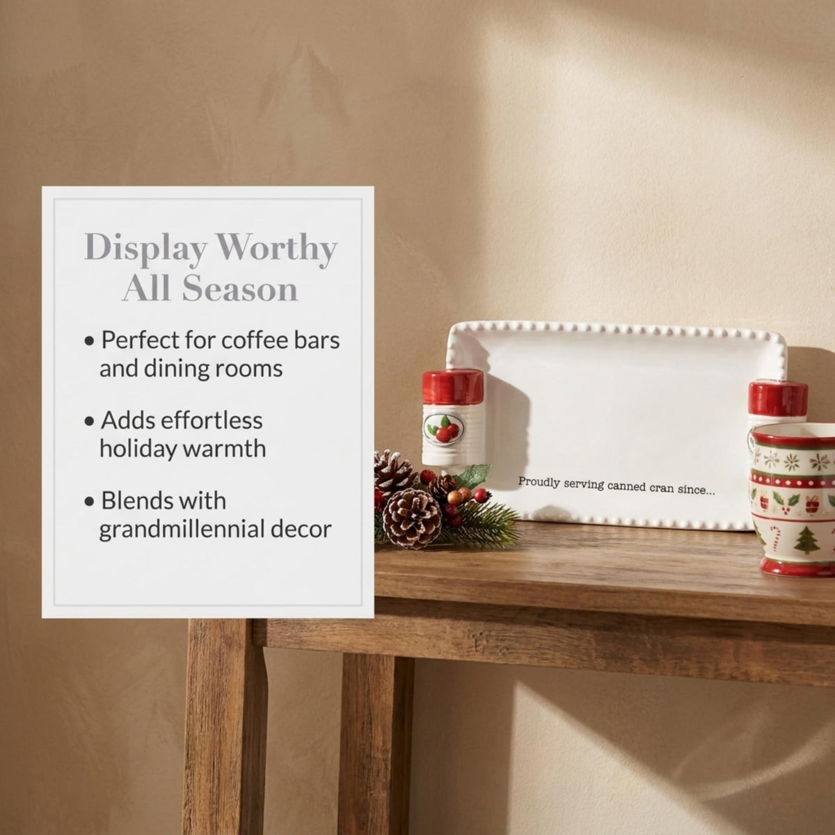Mud Pie Ceramic Serving Tray, 4.5 x 9 Inch, White