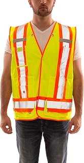 TINGLEY V71852C Job Sight Surveyor Vest, 4X/5X, Fluorescent Yellow-Green | 100% polyester solid material, Job Sight V71852C high-visibility Class 2 X-Back Surveyor Vest
