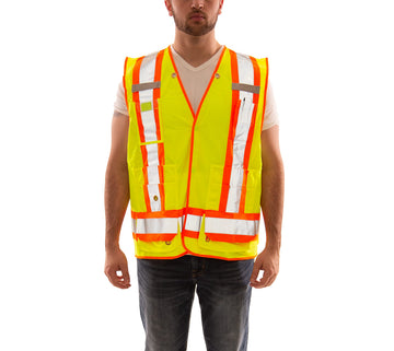Job Sight Surveyor Vest by TINGLEY – 4X-5X, Polyester, Fl Yellow-green, Model V71852C