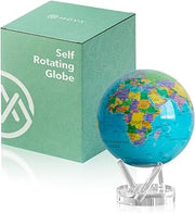 MOVA Self Rotating Globe, Ocean Blue Political Map Prestige (8.5") | solar powered globe, no batteries or cords, gift for geography lovers, premium kinetic display, office desk decor