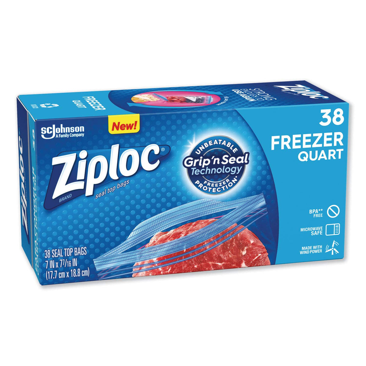 Freezer Bag by Ziploc – Quart, 40-Count, 1.0 quarts, Plastic, Clear, Pack of 9