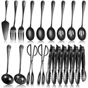 Yetene Halloween Serving Utensils Set, Stainless Steel, Black, 19 Piece