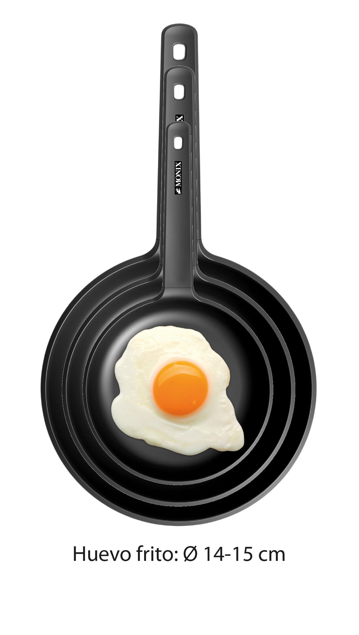 Martin i Forged Aluminium Frying Pans by Monix – 28x44.50x16 cm, 2 liters, Aluminum, Black, Pack of 3