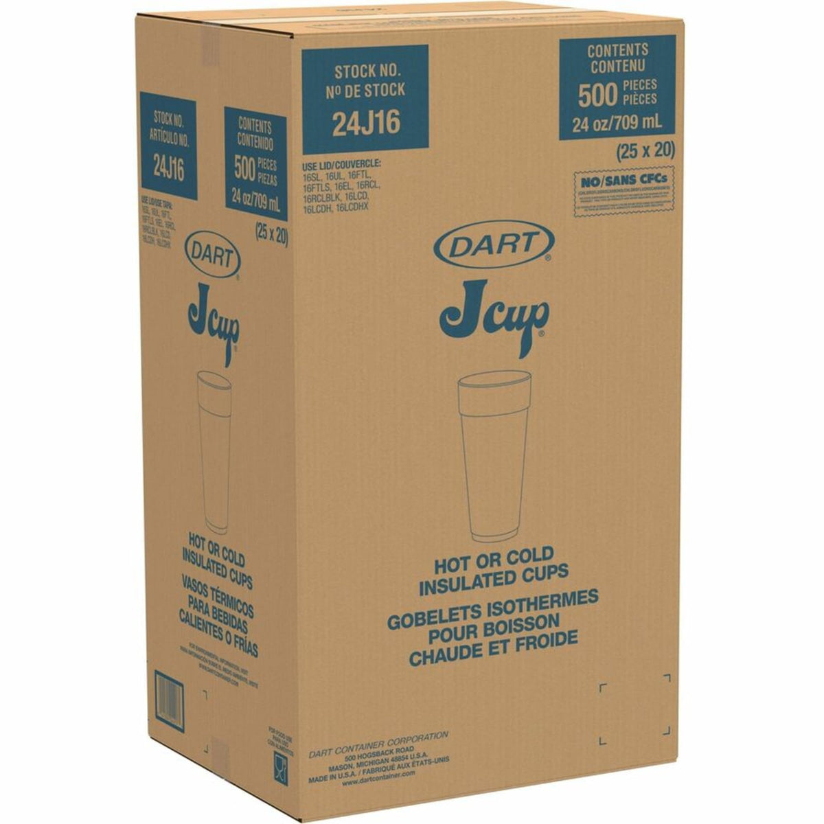 DART White / 24.0 ounces / 25 Count (Pack of 20) Cups