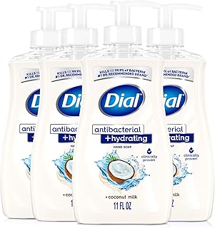 Dial Antibacterial Hydrating Liquid Hand Soap, Coconut Milk, 11oz, 4-Pack