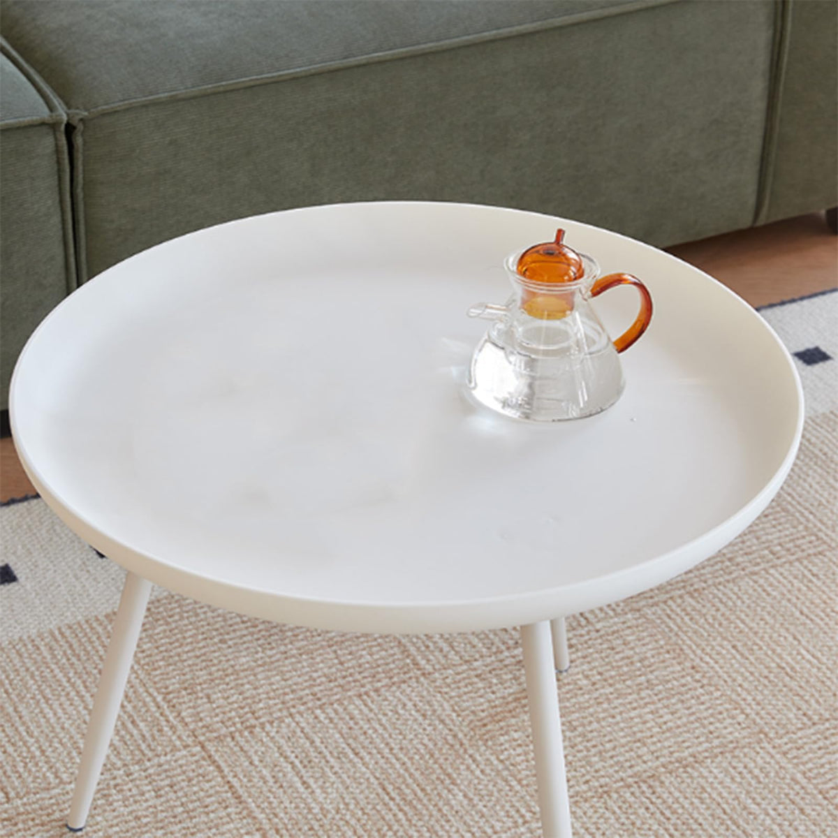 Circular Upright Sofa Side Table Minimalist Living Room Mesa Auxiliar Table Movable Short Nightstands by HYueaph – 60cm×60cm×40cm, Plastic, Black, Model luu038