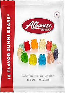 Albanese World's Best 12 Flavor Gummi Bears | 5lbs of Fruit Bulk Candy | Soft and Chewy Gummies, Gluten Free, Fat Free | Cherry, Blue Raspberry, Mango and More | Great Snack for Travel and Kids