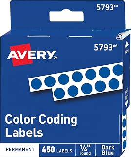 Avery Color-Coding Permanent Labels, 1/4 Inch Round Stickers, Dark Blue, Non-Printable, 450 Dot Stickers Total (5793)