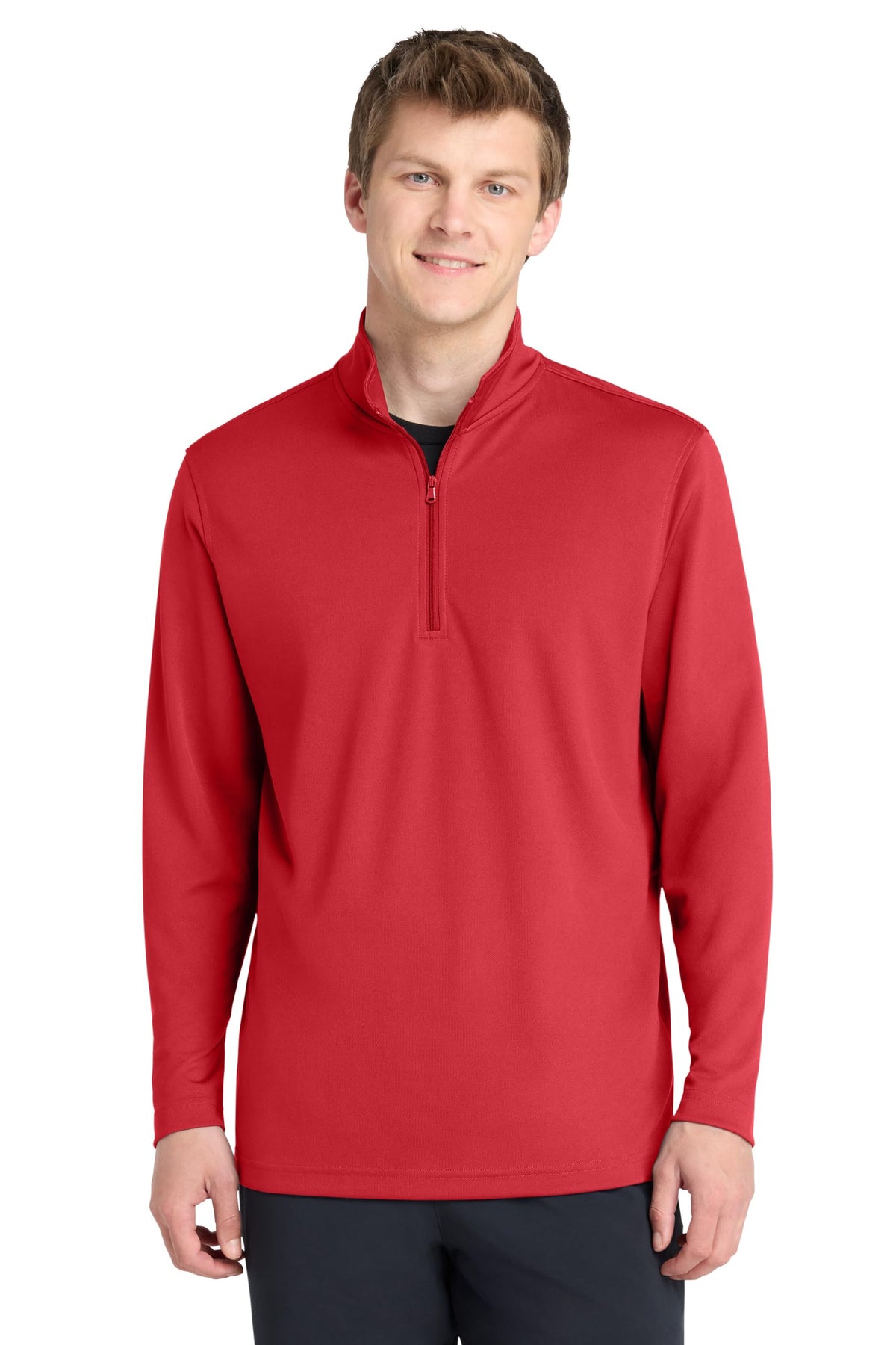 Men's Dry Zone UV Micro-Mesh Quarter-Zip Pullover by Port Authority – Large, Polyester, Rich Red, Model K112