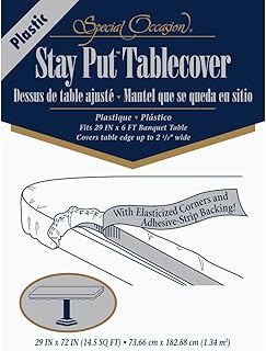 Creative Converting Stay Put Plastic Tablecloth, White, 30 x 96 in