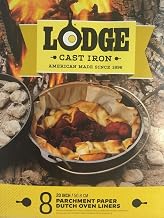 Lodge Parchment Paper Dutch Oven Liner, 20 Inches, 8 Pack | 100% Biodegradable Parchment Dutch Oven Liners for Easy Camp Cooking Cleanup, 20 Inch Diameter, 8-Pack