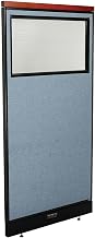 Global Industrial 36-1/4"W x 77-1/2"H Deluxe Electric Office Partition Panel with Partial Window, Blue