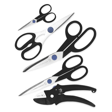 5-pc Household Scissor Set by HENCKELS – 4-inch to 8-inch (set of 5), Stainless steel; polypropylene handle, Black/Stainless Steel, Model Hen-9082