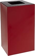 Witt Industries 28GC03-SC Steel 28-Gallon Geo Cube Recycling Container, Square Opening, Legend "Waste", Square, 15" Width x 15" Depth x 28" Height, Scarlet Red