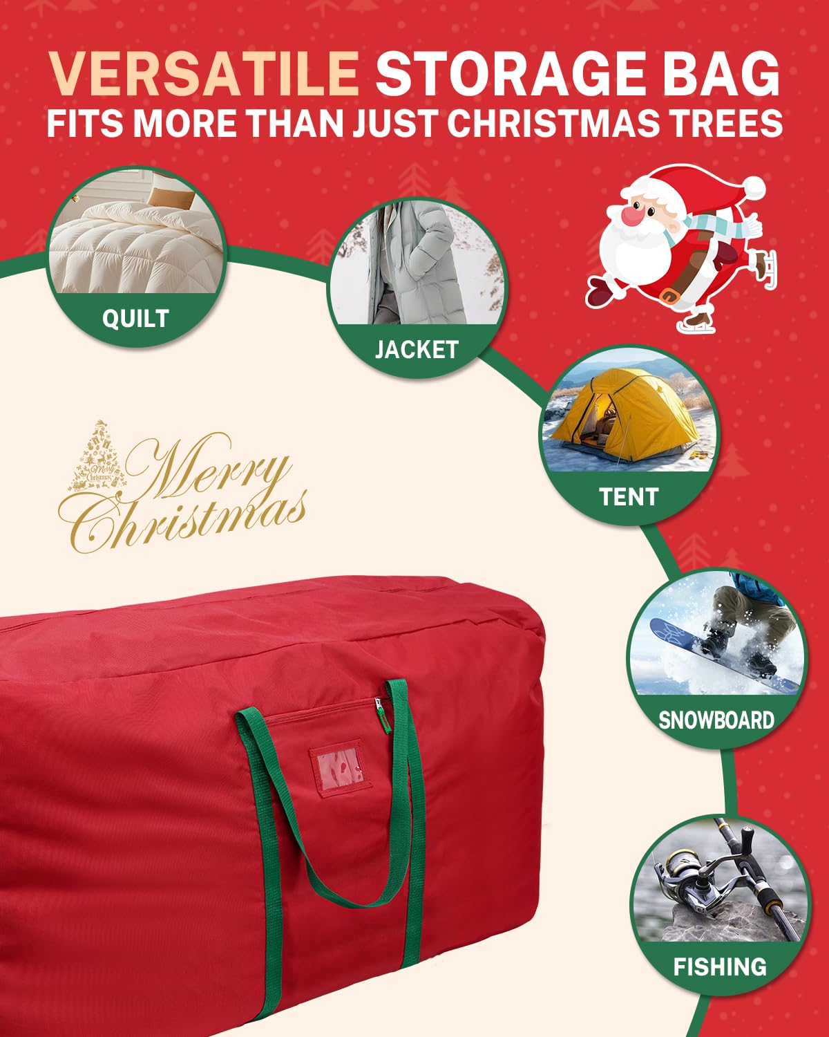MaidMAX Artificial Tree Storage Bag, Holds 9 Foot Trees, Red