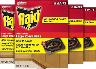 Raid Double Control Large Roach Baits for Indoor Roach Control Child Resistant Bait Stations 8 Count (Pack of 4)