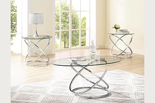28" Sturdy Metal Coffee Table, Round Coffee Table with Contemporary Finish, Mesa De Centro para Sala with Stable Build for Modern Lounge Areas, Chrome