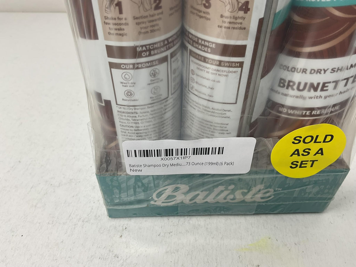 Shampoo Dry Medium Brunette 6.73 Ounce (199ml) (6 Pack) by Batiste – 6.73 Fl Oz (Pack of 6), Brown, Pack of 6, Model Batiste