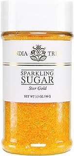 India Tree Gold Sparkling Sugar, 3.5 oz | Vibrant Decorating Sugar for Cakes, Cookies & Holiday Desserts