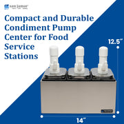San Jamar 3 Pumps / 14 inches x 7.875 inches x 12.5 inches / Stainless Pump Dispensers