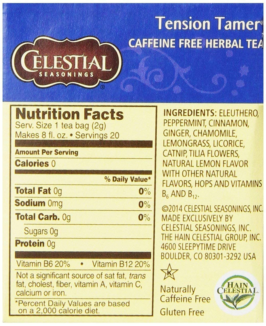 Tension Tamer Herb Tea by Celestial Seasonings – 20 Count X 3 (60 bags total [20 bags per box] ), Pack of 3, Model 00078707