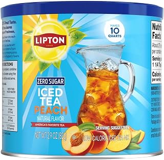 Lipton Diet Peach Iced Tea Mix – 10 Quarts Each– Z ero Sugar, Caffeinated Powder Drink Mix