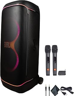 JBL PartyBox 720 Portable Bluetooth Speaker | Powerful 800W Sound | Dynamic Lightshow | 15-Hour Playtime | for Indoor & Outdoor Events | Splashproof + Two Microphone System + AUX Cable - Karaoke Kit