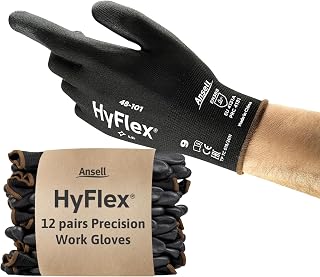 Ansell 48-101-11 SensiLite Gloves, Palm Coated, Size 11, Black (Pack of 12)